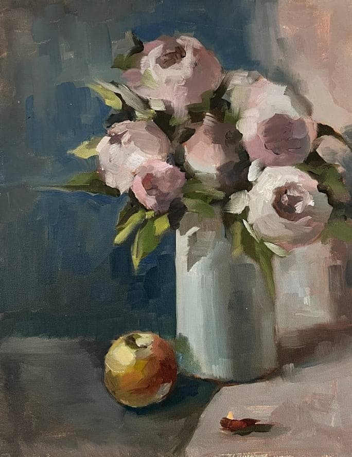 Peonies and Apple