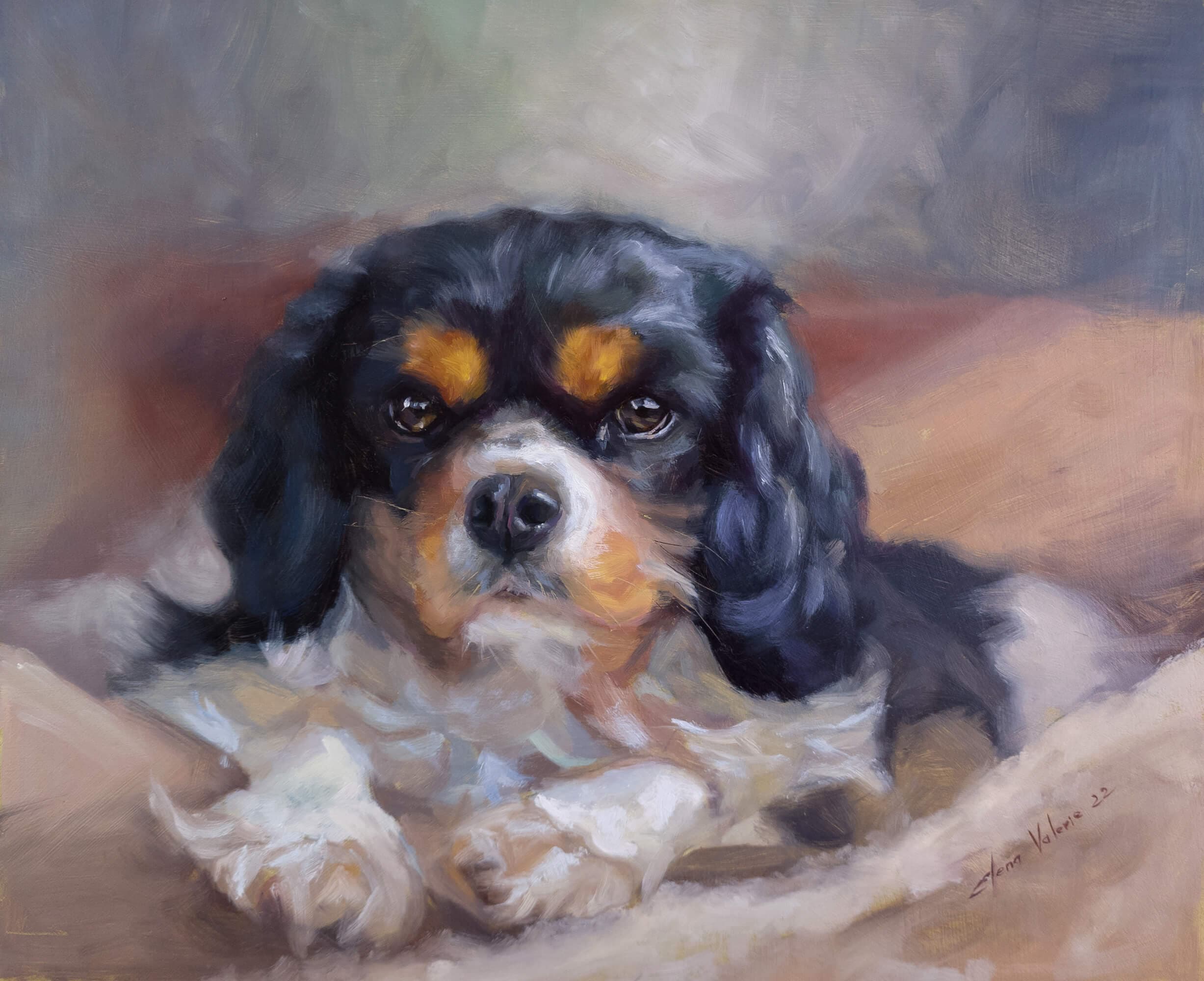 Cavalier King Charles Spaniel Portrait Painting